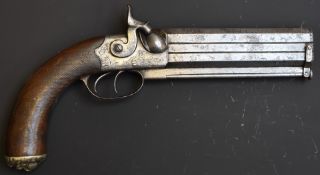 F Barnes & Co of London 28 bore percussion hammer action double barrelled over and under howdah