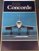 British Airways Concorde travel agent's or similar poster, featuring a front on view of the aircraft