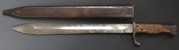 German WW1 98/05 pattern bayonet with flashguard Frister & Rossman Berlin to ricasso, 37cm