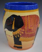 Dennis Chinaworks limited edition no5 large barrel vase decorated in the Indian Elephant pattern,