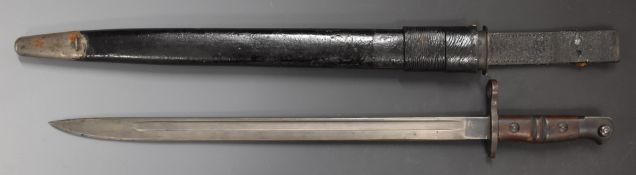 American WW1 1917 pattern sword bayonet with clear stamps to ricasso, 43cm fullered blade,