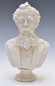 Parianware bust of Charles Dickens with impressed B and C mark, H30cm