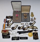 British and American cloth insignia, two American medals, WW1 War medal named to 472343 W Morten