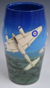 Dennis Chinaworks limited edition 1/14 barrel shaped vase decorated in the Hornet (aeroplane)