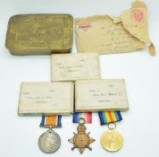 British Army WW1 medals trio comprising 1914/1915 Star, War Medal and Victory Medal named to 2275