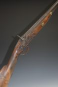 12 bore percussion hammer action sporting gun with indistinctly named lock possibly 'Chas Rorez',