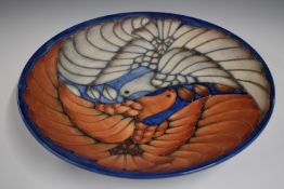 Dennis Chinaworks limited edition 30/33 charger decorated in the Double Dove pattern, Sally Tuffin