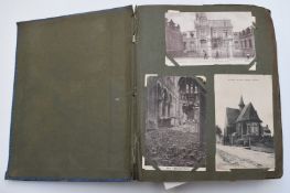 WW1 era and earlier postcard album including silk postcards, Queen's Own Oxfordshire Hussars,