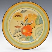 Grey's Pottery Art Deco charger decorated with flowers, diameter 31cm
