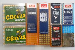 Two-hundred-and-forty-five .22 rifle cartridges, all in original boxes. PLEASE NOTE THAT A VALID