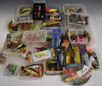 Fishing lures, plug spinners and soft plastics, many unused and unopened suitable for game, coarse
