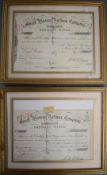Two Great Western Railway Company GWR share certificates, one 1926 for £200, the other 1938 for £