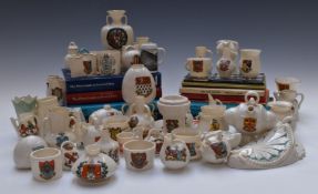 Large collection of Goss crested china including ancient bronze mace head, Goss collector's vase,