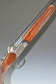 AYA Yeoman 12 bore over and under ejector shotgun with named locks and underside, border engraved