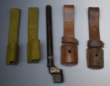 British spike bayonet with 19cm blade, scabbard and two frogs, together with two frogs for a
