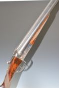AYA Yeoman 12 bore side by side shotgun with chequered grip and forend, double trigger and named