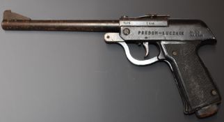 Polish Predom Lucznik model 1970 .177 air pistol dated 1975 with chequered composite grips and