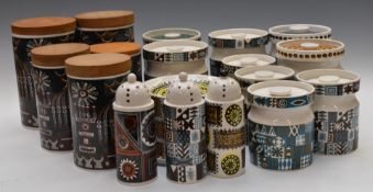 A collection of retro Portmeirion storage jars, biscuit barrel and cheese dome in Magic City, Tivoli