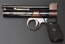 Webley Junior .177 air pistol with named and chequered grips, serial number 690.