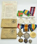 British Army WW1 medal trio comprising 1914/15 Star, War Medal and Victory Medal named to Pte A