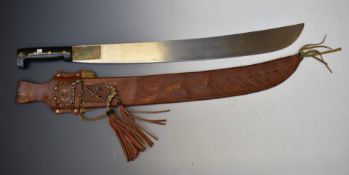 Machete with La Palma to 60cm blade and leather sheath. PLEASE NOTE ALL BLADED ITEMS ARE SUBJECT