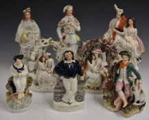 A collection of mainly 19thC Staffordshire figures, tallest 36cm