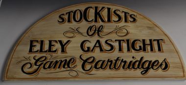 Eley Gastight shotgun cartridges hand painted wooden shop display or advertising sign 'Stockists