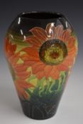 Dennis Chinaworks limited edition no4 baluster vase decorated with orange / Mexican sunflowers,