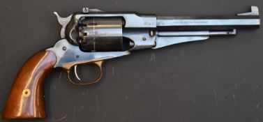 Pietta .36 six shot single action percussion revolver with adjustable sights, brass trigger guard,