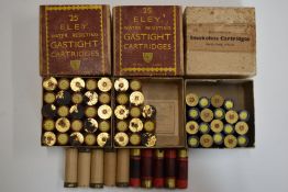 A collection of collectable paper cased shotgun cartridges including thirty-eight Eley 12 bore Water