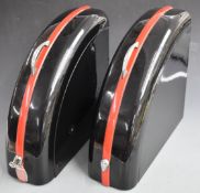 Pair of Rodark motorcycle panniers to suit vintage or classic motorbike, with chrome carrying