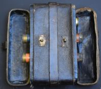James Dixon & Sons leather double ended 12 bore shotgun cartridge case with brass fittings and
