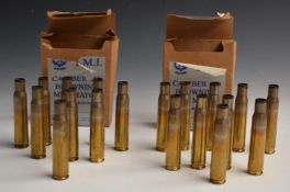 Nineteen .50 calibre Browning M33 Match empty brass rifle cartridge cases, in two original boxes.