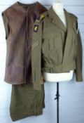 British Army Royal Gloucestershire Hussars battledress blouse and trousers dated 1959, blouse with