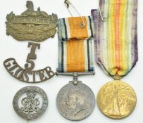British Army WW1 medal pair comprising War Medal and Victory Medal named to 70403 Pte P Eales,