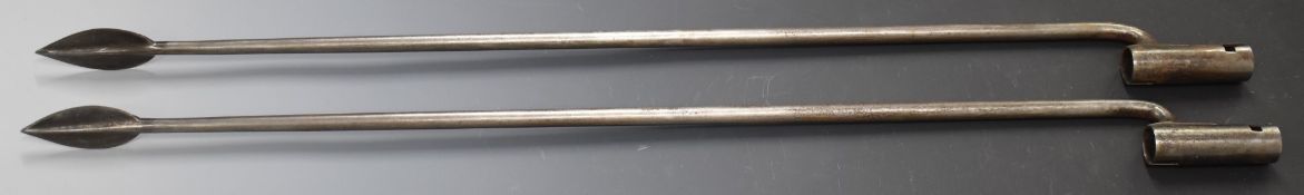 Two replica socket spear bayonets for the 1785 pattern Crespi system Egg breech loader carbine,