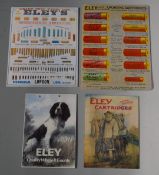 Four modern Eley shotgun cartridge shop display or advertising boards, Eley World Renowned
