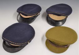 Three British Army Royal Gloucestershire Hussars blue dress hats with blue and gold piping to the