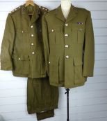 Two British Army Royal Artillery officer's No 2 dress uniforms attributed Lt Col A J Felton RA