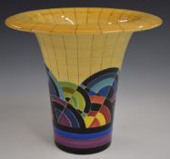 Dennis Chinaworks limited edition 2/18 large flared vase decorated in the Large Egyptian Circles