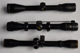 Three Nikko Stirling rifle scopes Gold Crown 4x40, Silver Crown 4x32 and Special 6x32.