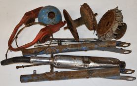 Greeves motorbike parts to include fork parts, brake drums etc