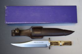 Linder 440C Kentucky Bowie knife number 101020, the 20cm blade inscribed 'Handmade by Carl Linden