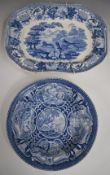 Two 19thC blue and white plates comprising Halls Quadrupeds and late Spode The Ass and The Lion