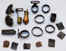 Small collection of shooting interest items including muzzle cover for Rubin rifle, small copper