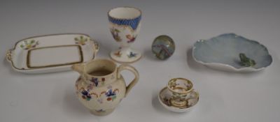 A group of ceramics including Meissen egg cup, jug, Copenhagen dish, Spode and a large vintage
