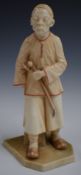 Royal Worcester blush ivory figure of a Chinaman, shape 837, H17cm