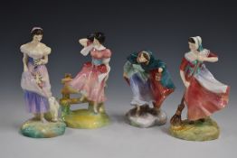 Set of Royal Doulton figurines of the Four Seasons: Spring, Summer, Autumn and Winter, tallest 20cm
