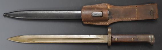 Mauser bayonet with 29cm fullered blade, scabbard and frog. PLEASE NOTE ALL BLADED ITEMS ARE SUBJECT