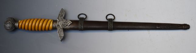 German Nazi Third Reich Luftwaffe replica dress dagger with sheath, blade length 24cm. PLEASE NOTE